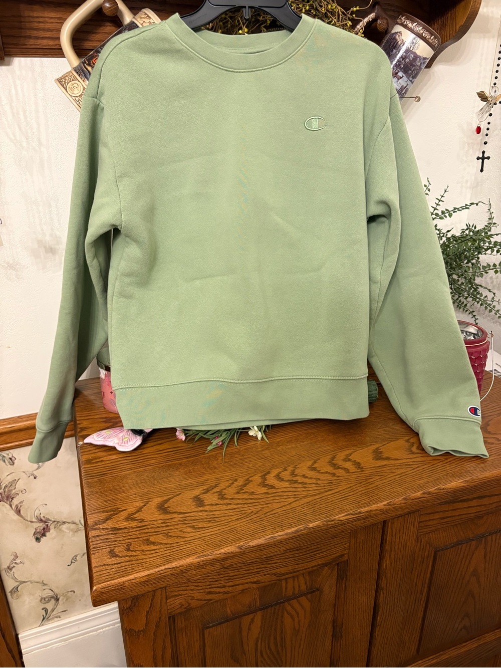 Champion Crewneck Sweatshirt in Sage Green
